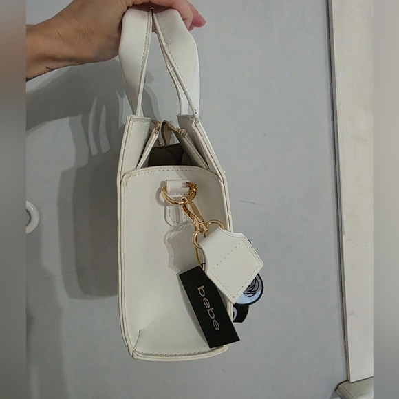 Bebe White Tote Shoulder Bag with Black Strap - Picture 4 of 14